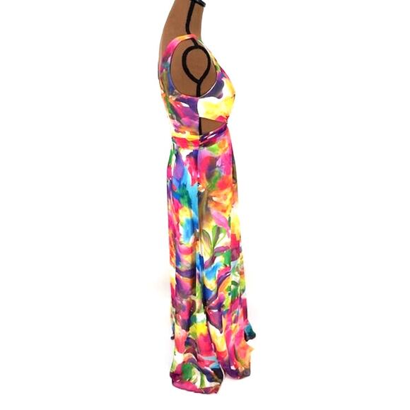 Liv Foster Sleeveless Cut Out Floral Tie-Dye Gown Circle Brass Center Clasp – 2 - Picture 7 of 12